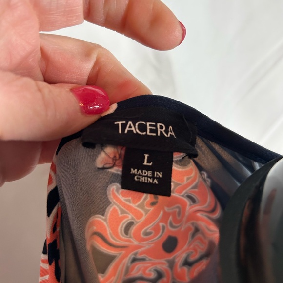 Tacera Navy and Coral Blouse - Picture 4 of 6